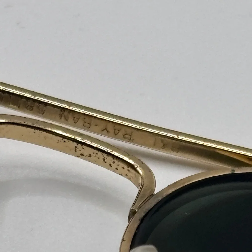 Vintage 80s Ray-Ban Sunglasses 58-14 Gold G-15‎ Glass Metal B&L
